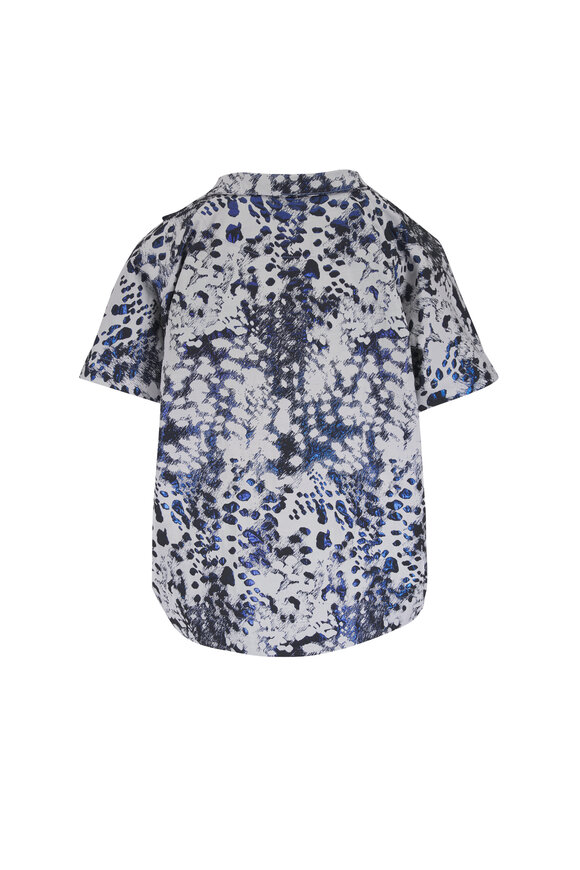 Zero + Maria Cornejo Edi Metallic Blue Spot Jacquard Shrug - view 2