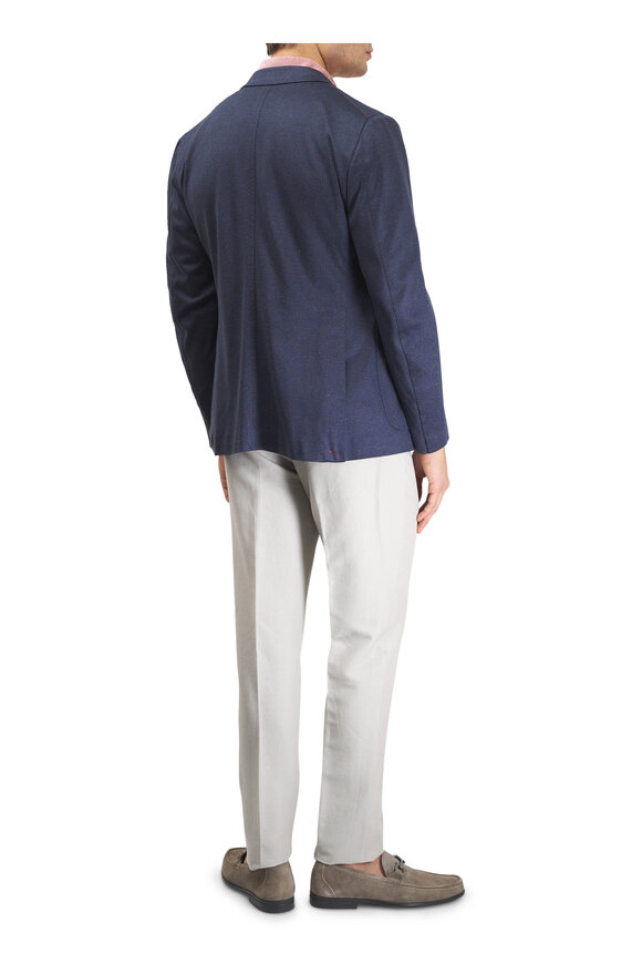 Isaia Navy Check Cotton & Silk Sportcoat - view 5