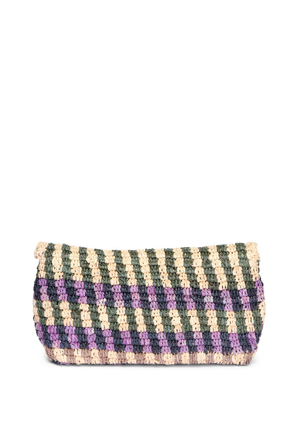 Veronica Beard Purple Multi Raffia Anchor Clutch - view 2
