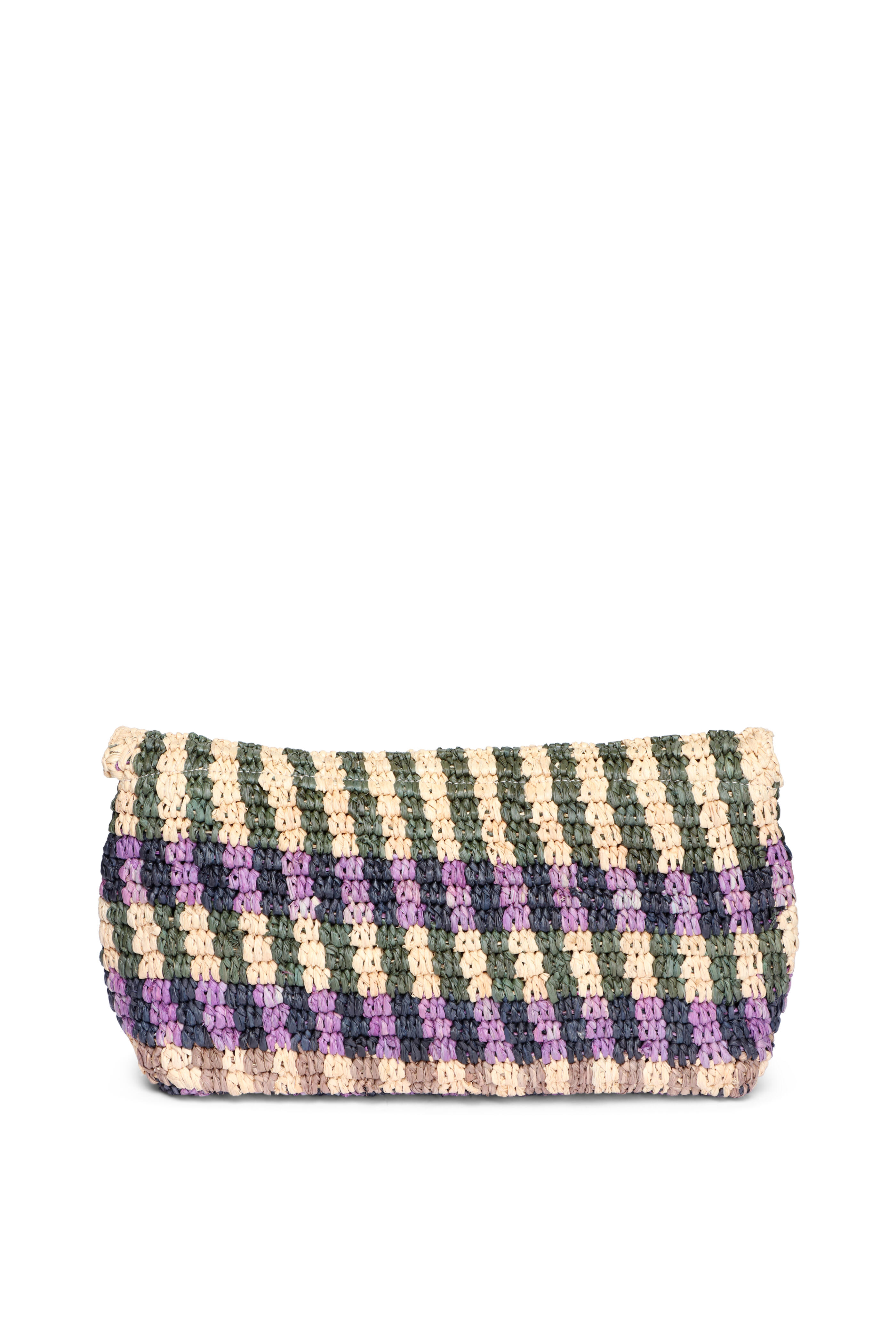 Veronica Beard - Purple Multi Raffia Anchor Clutch
