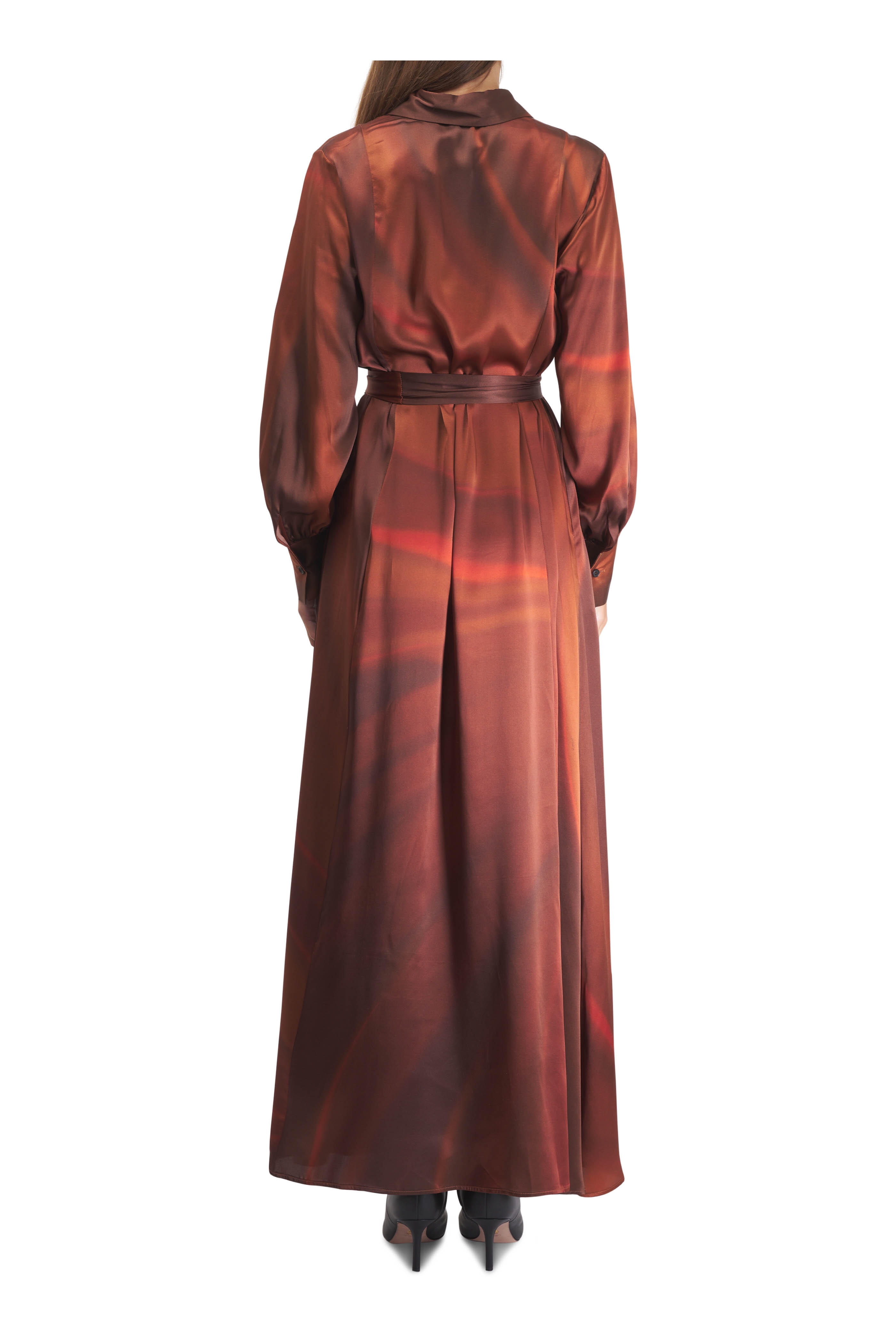 Kiton - Red Rust Silk Maxi Dress