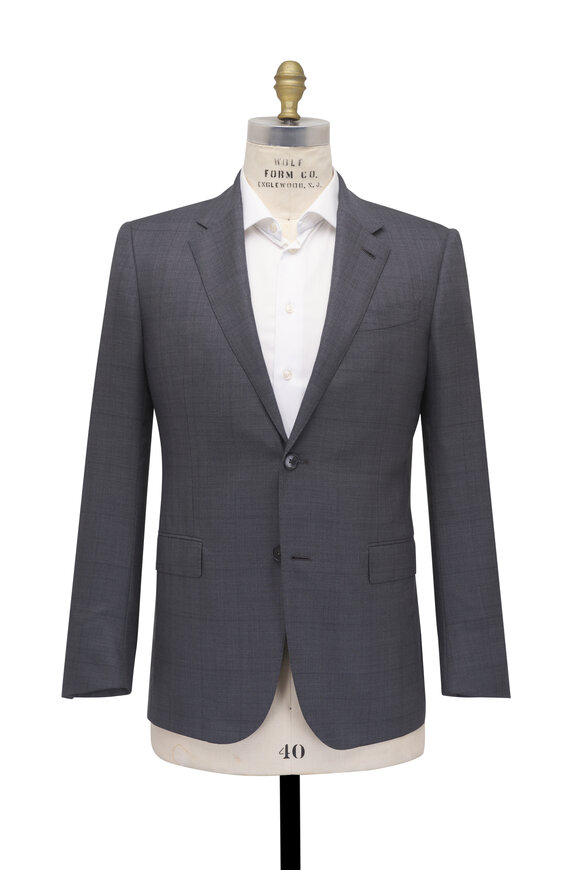 Zegna Charcoal Gray Plaid Wool Suit - view 2