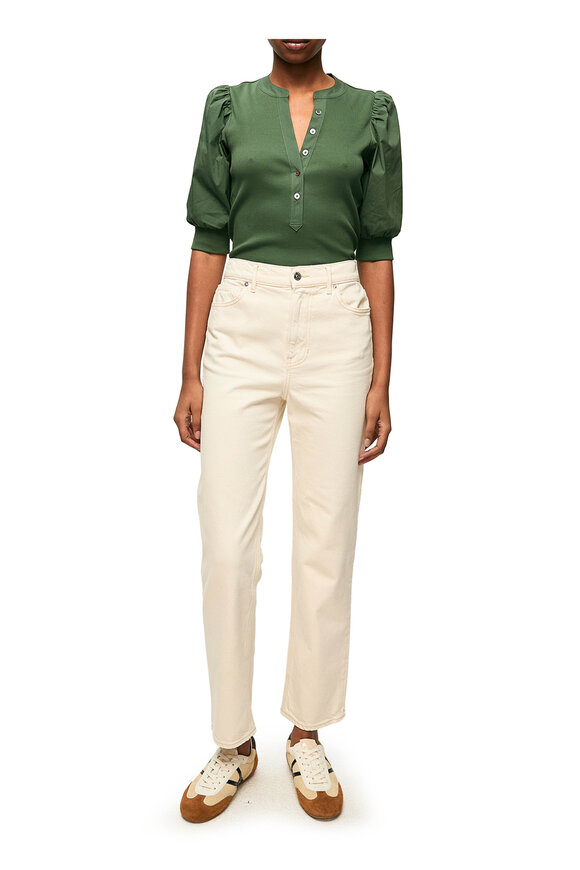 Veronica Beard Leah Ecru Mid Rise Straight Leg Jean - view 2