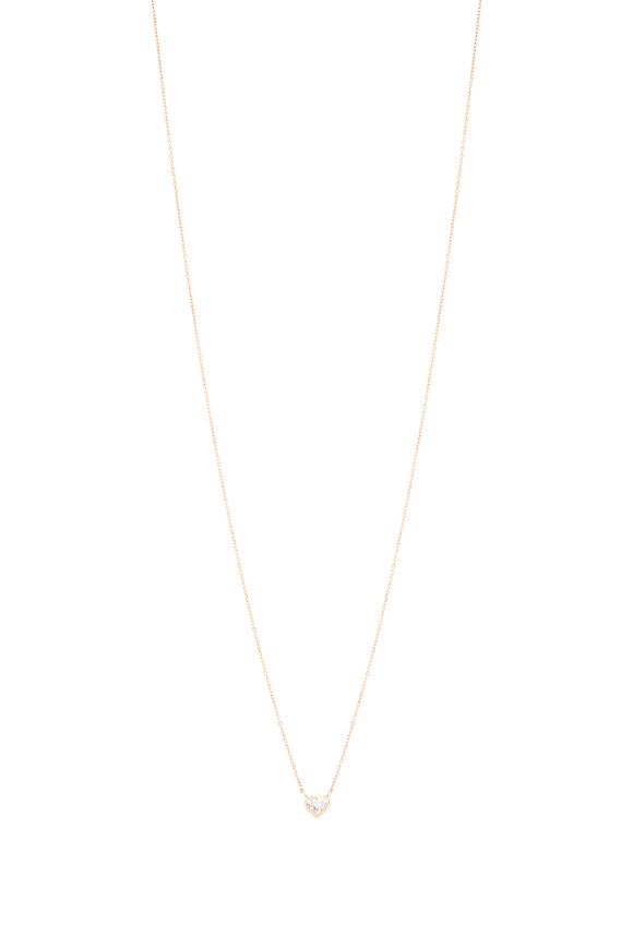 Kai Linz 14k Yellow Gold Single Set Heart Diamond Necklace