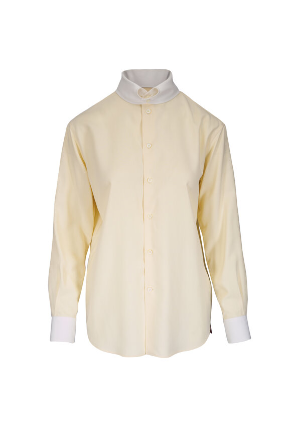 Loro Piana Thea Lemon Chiffon Silk Blouse