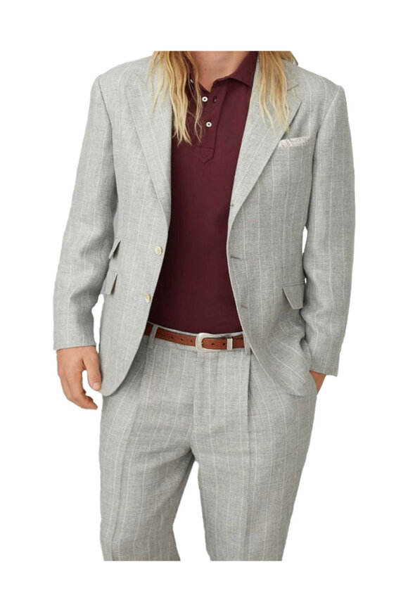 スーツ BRUNELLO CUCIBELLI 50 Brunello Cucinelli - Solid Gray Wool Suit | Mitchell Stores