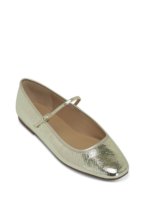 Veronica Beard Ellie Platinum Metallic Leather Flat