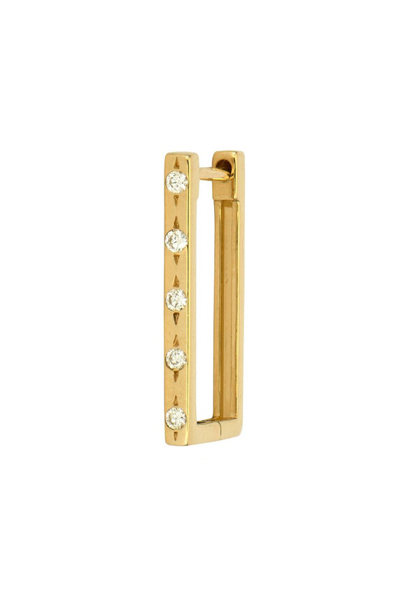 Three Stories Single Classic Metal Set Diamond Rectangle Hoop
