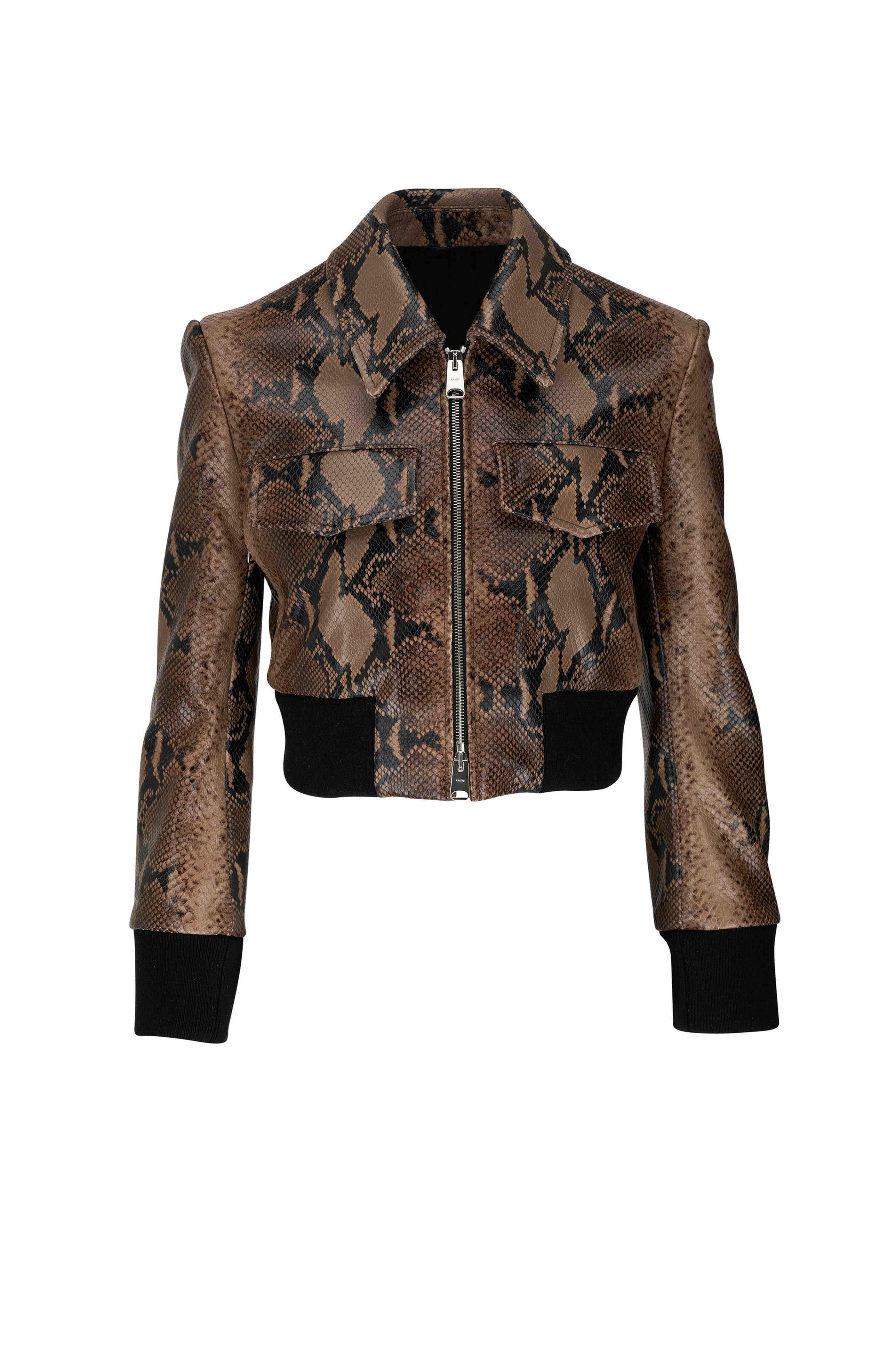 KHAITE The Hector Jacket in Brown Python-Embossed Leather - ShopStyle