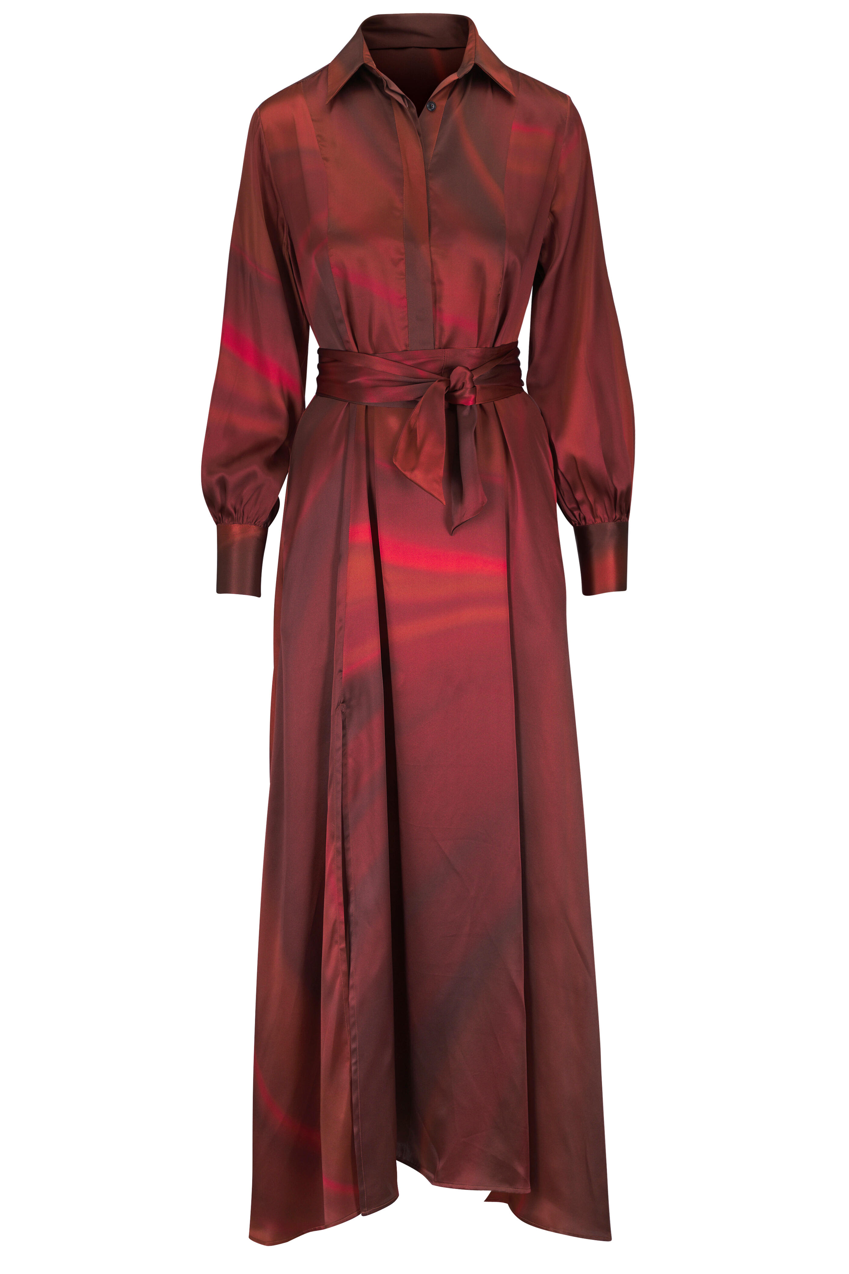 Kiton - Red Rust Silk Maxi Dress