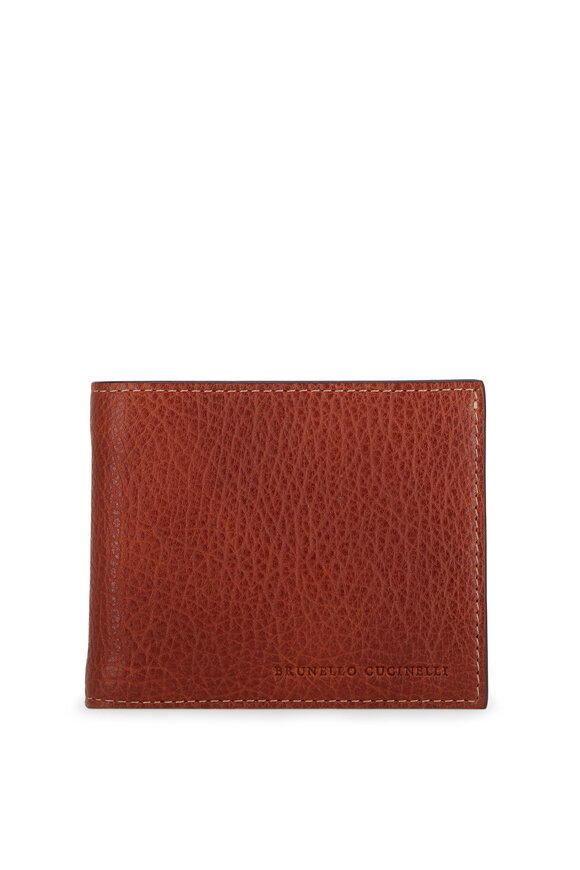 Brunello Cucinelli - Brown Grained Leather Bi-Fold Wallet