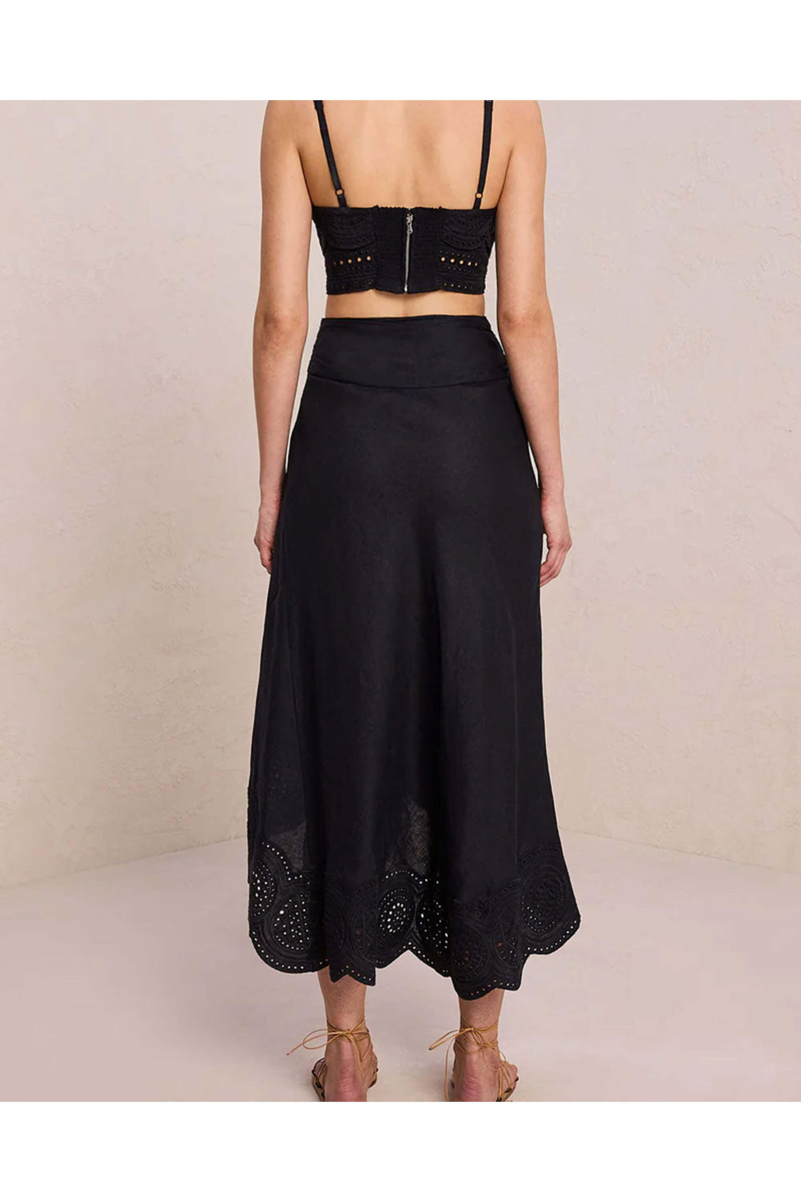 A.L.C. - Heather Linen Eyelet Skirt