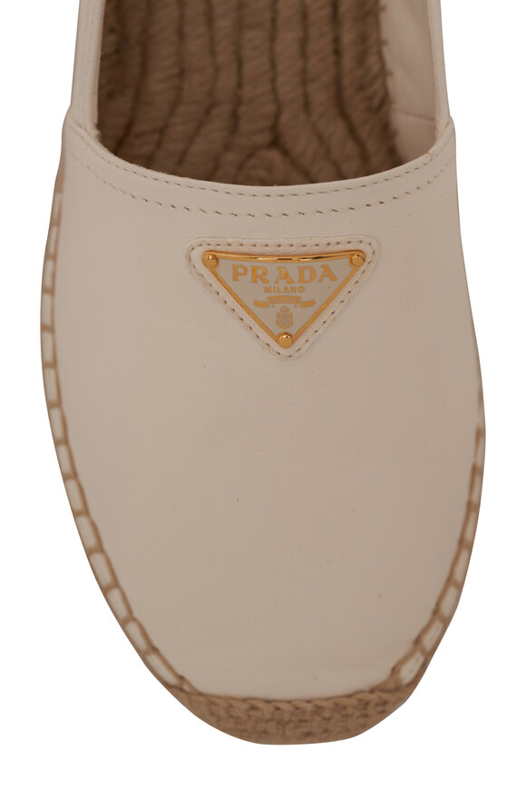 Prada - Ivory Leather Espadrille Flat 