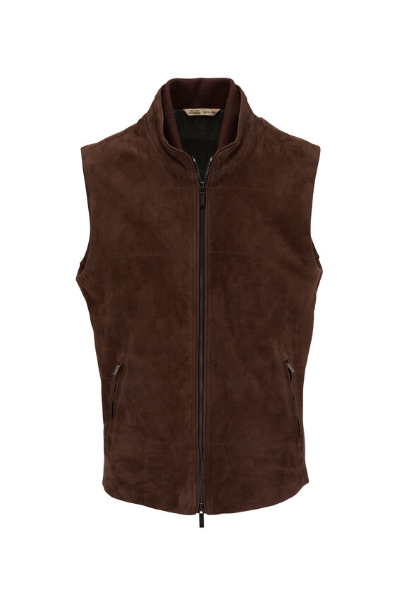 Maurizio Baldassari - Brown Suede & Knit Panel Vest 