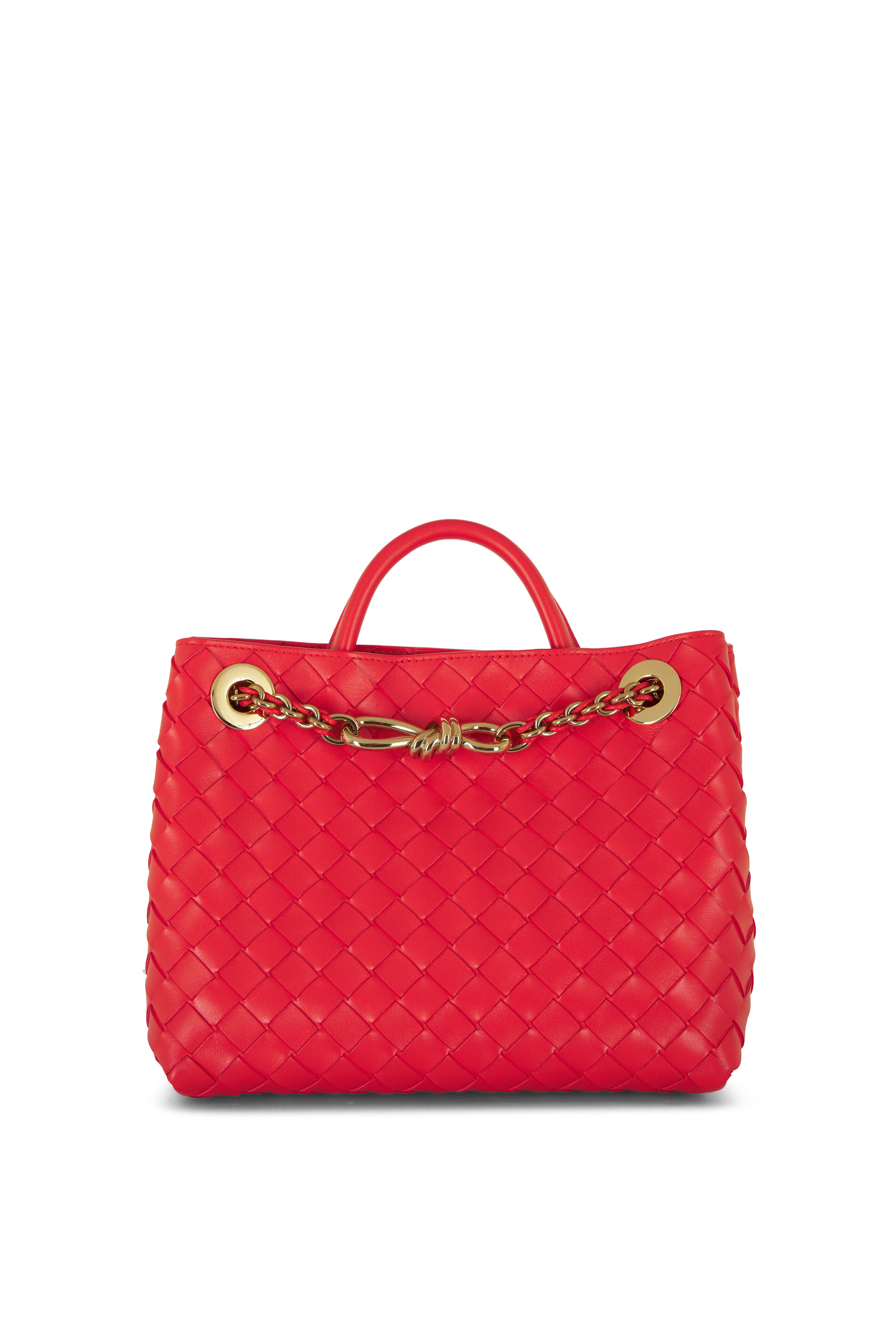 Bottega Veneta - Small Andiamo Orange Leather Chain Shoulder Bag