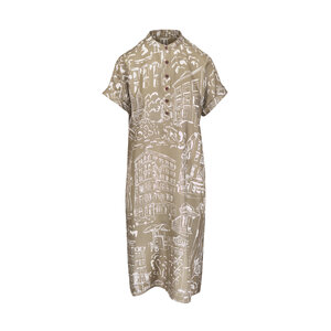 lafayette 148 green dress New York Women's Khaki Landmarks Print Silk Henley Made to Match