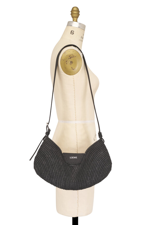 Loewe Medium Swing Black Raffia & Leather Bag - view 7