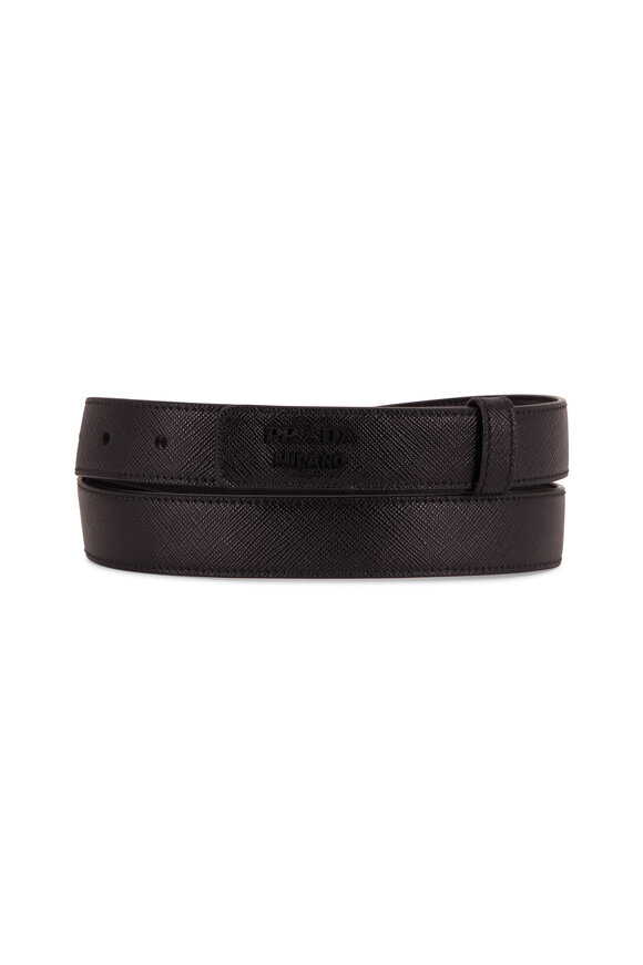 Prada - Black Saffiano Logo Waist Belt 