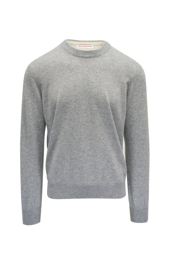 Orlebar Brown Levar Oyster Gray Cashmere Crewneck Sweater