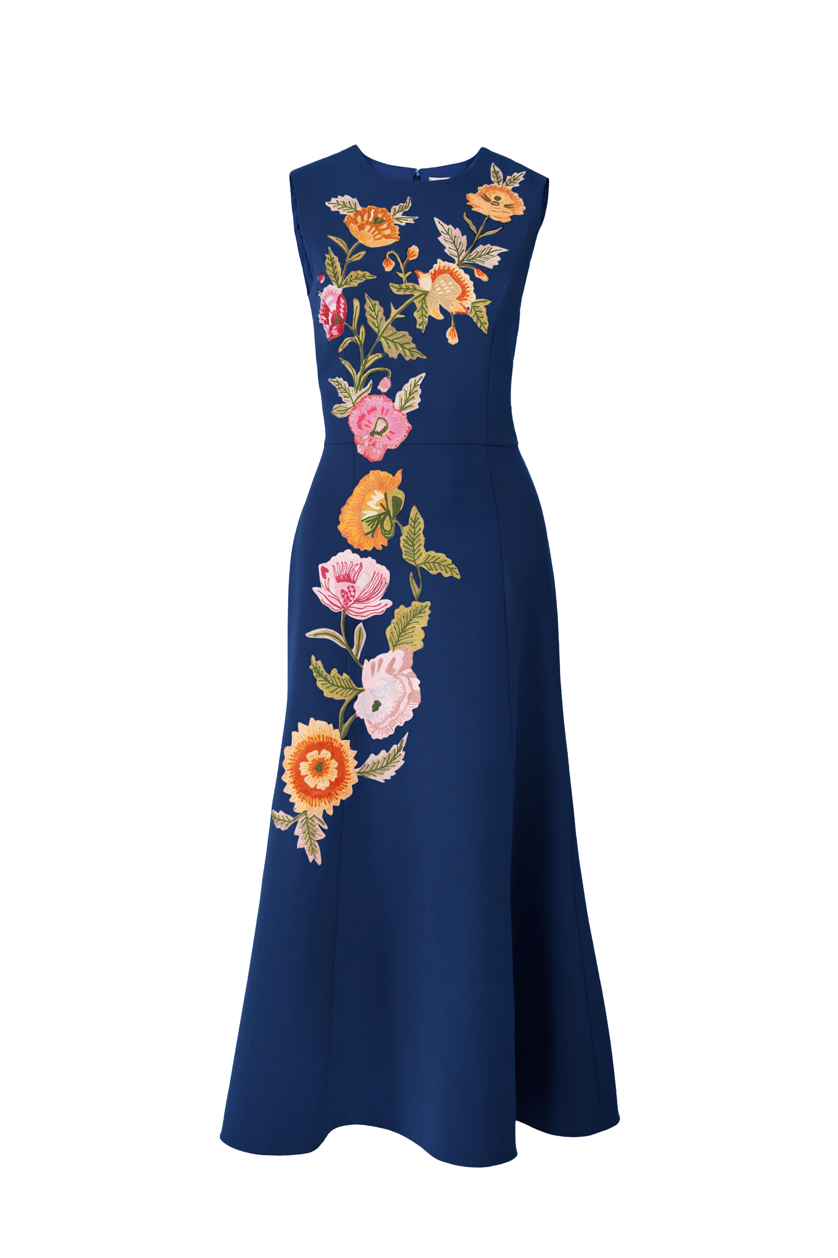 Carolina Herrera - Midnight Multi Embroidered Floral Midi Dress - view 6