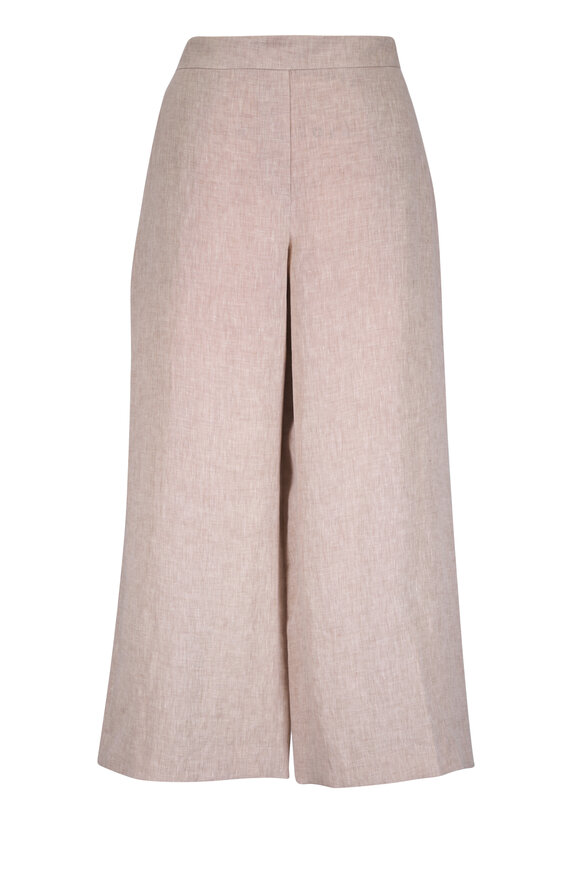 Lafayette 148 New York Columbus Cadet Khaki Melange Linen Cropped Pant - view 1