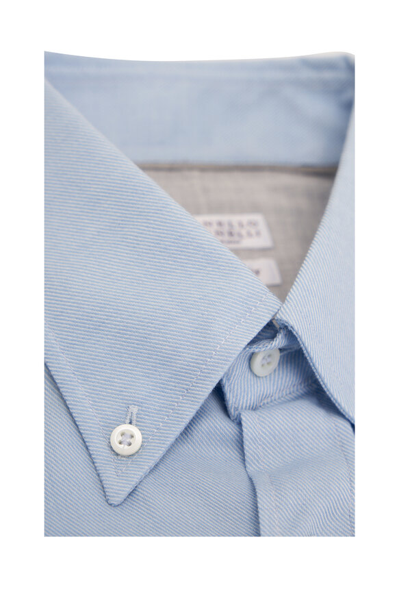 Brunello Cucinelli - Light Blue Cotton & Cashmere Sport Shirt