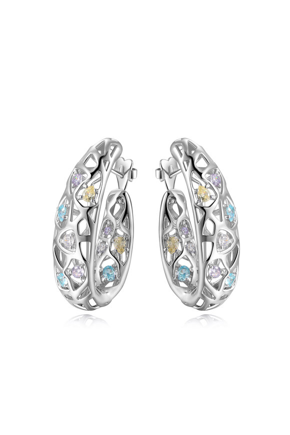 Pianegonda - Sterling Silver & Colored Zircons Nexum Earrings