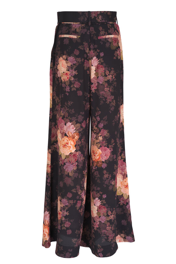 Zimmermann - Illustration Black Rococo Floral Tuck Pant 