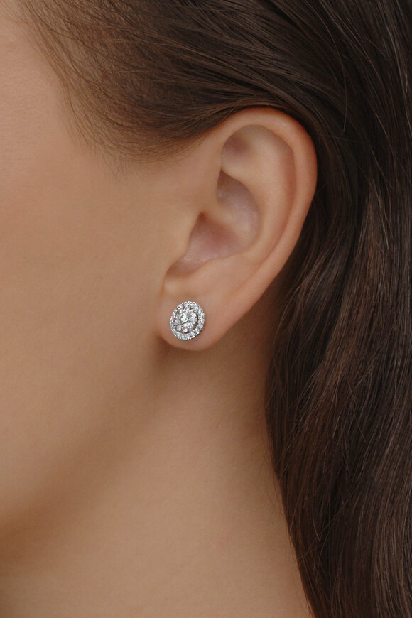 Kwiat 18k White Gold Sunburst Diamond Stud Earring