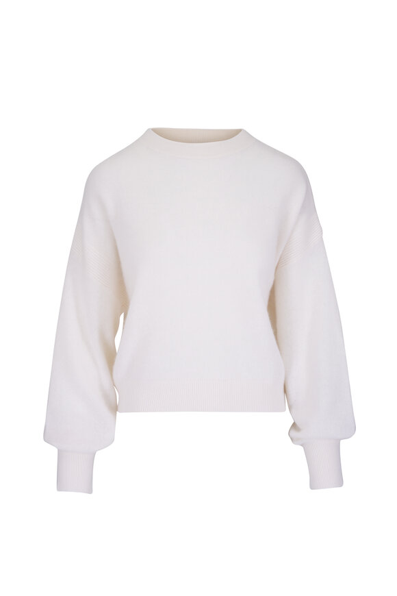 Le Kasha Modena White Brushed Knit Cashmere Sweater