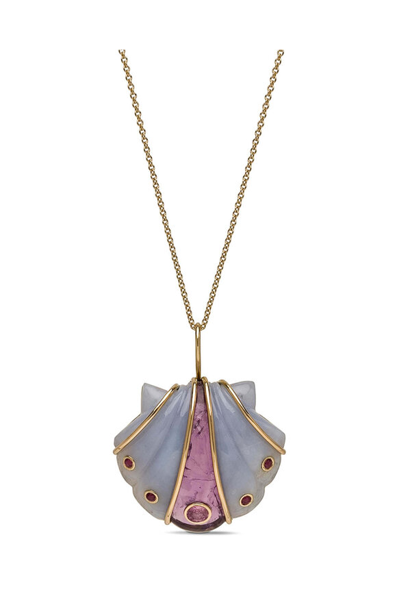 Brent Neale Amethyst and Chalcedony Seashell Pendant Necklace - view 2