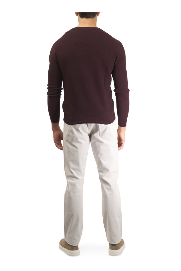 Moncler Burgundy Wool Crewneck Sweater - view 4