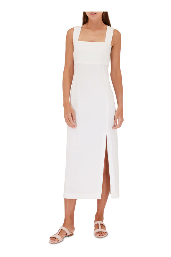 Antonelli - Nizza White Stretch Linen Sleeveless Dress