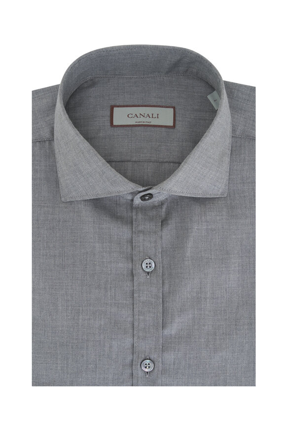 Canali - Medium Gray Chevron Cotton Sport Shirt