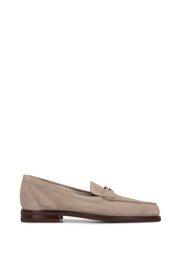 Santoni - Haileigh Taupe Suede Penny Loafer 