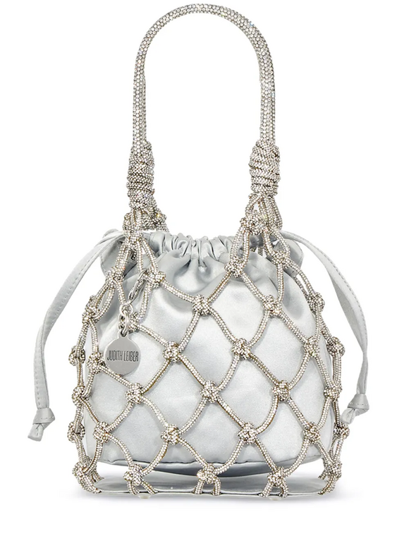 Judith Leiber Couture Silver Crystal Net Pouch - view 6