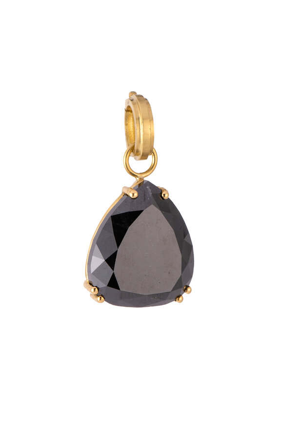 Sylva & Cie 18k Yellow Gold Pear Black Diamond Pendant - view 1
