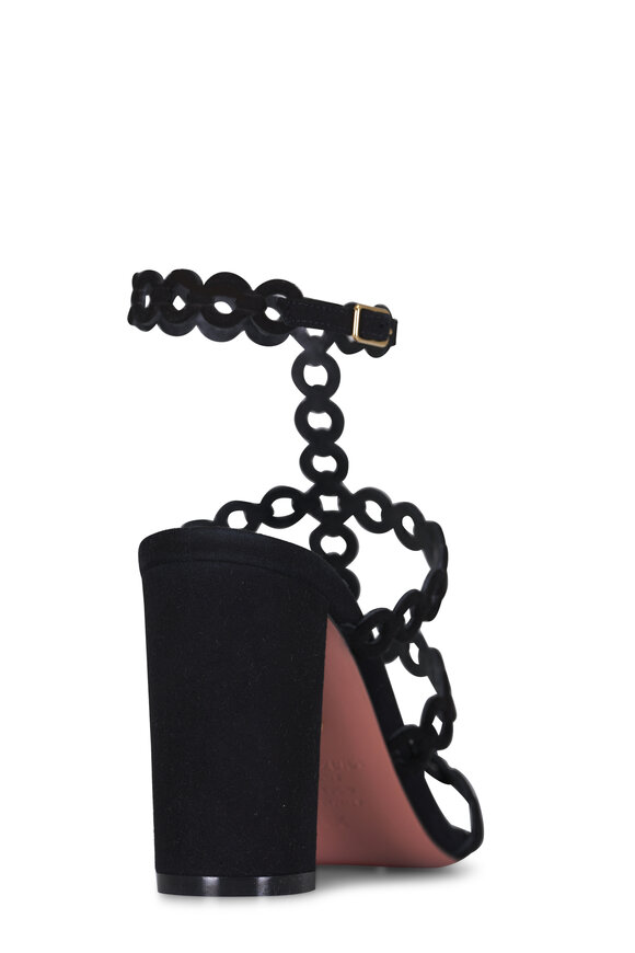 Aquazzura Black Infinity Chain Block Heel Sandal, 85mm - view 4
