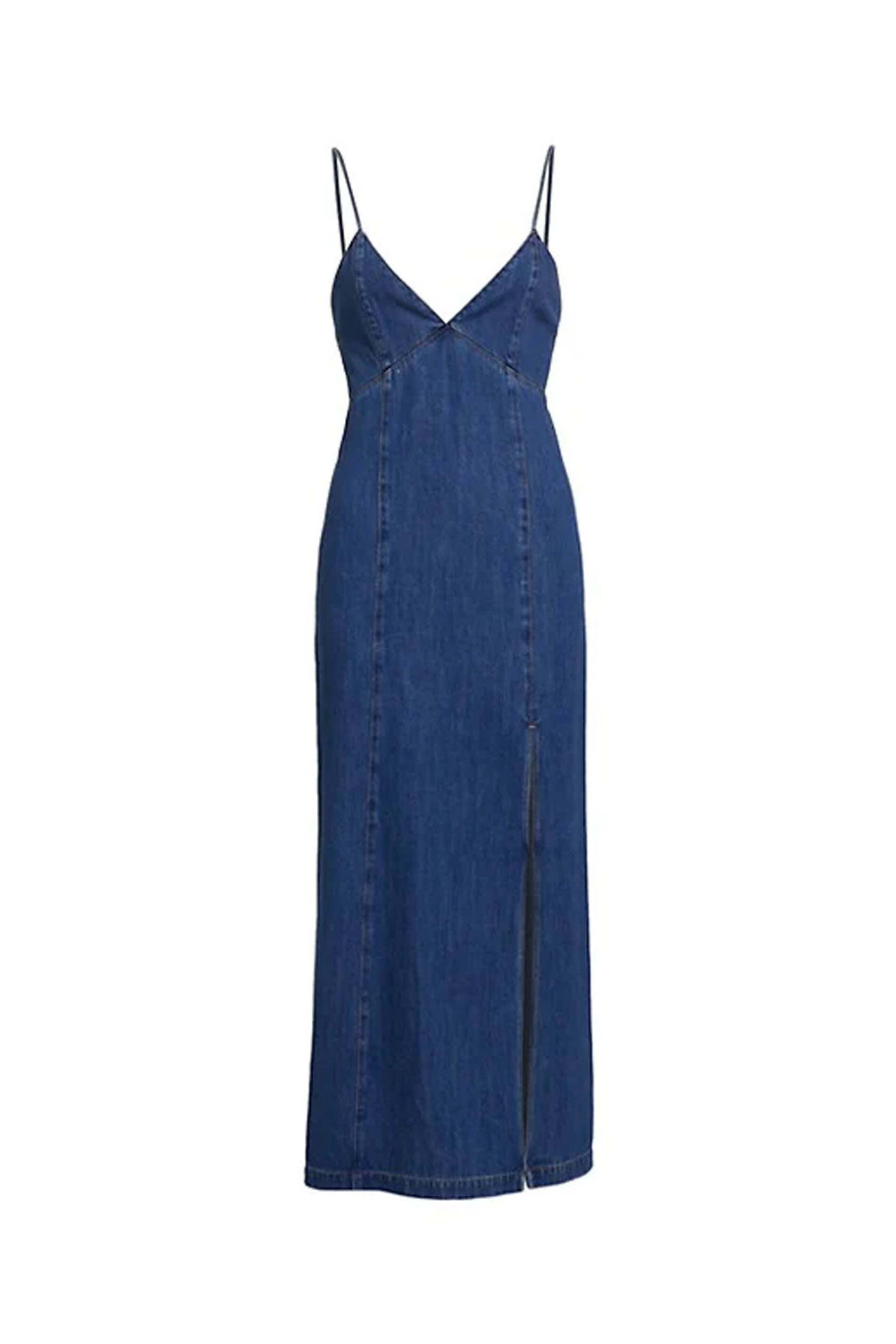 Alice & Olivia - Avery Blue Julietta Denim Slit Slip Dress