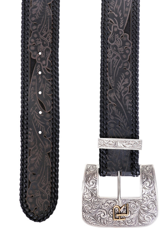 Ralph Lauren Lasered Black Calf-Suede Wide Western Belt - view 2