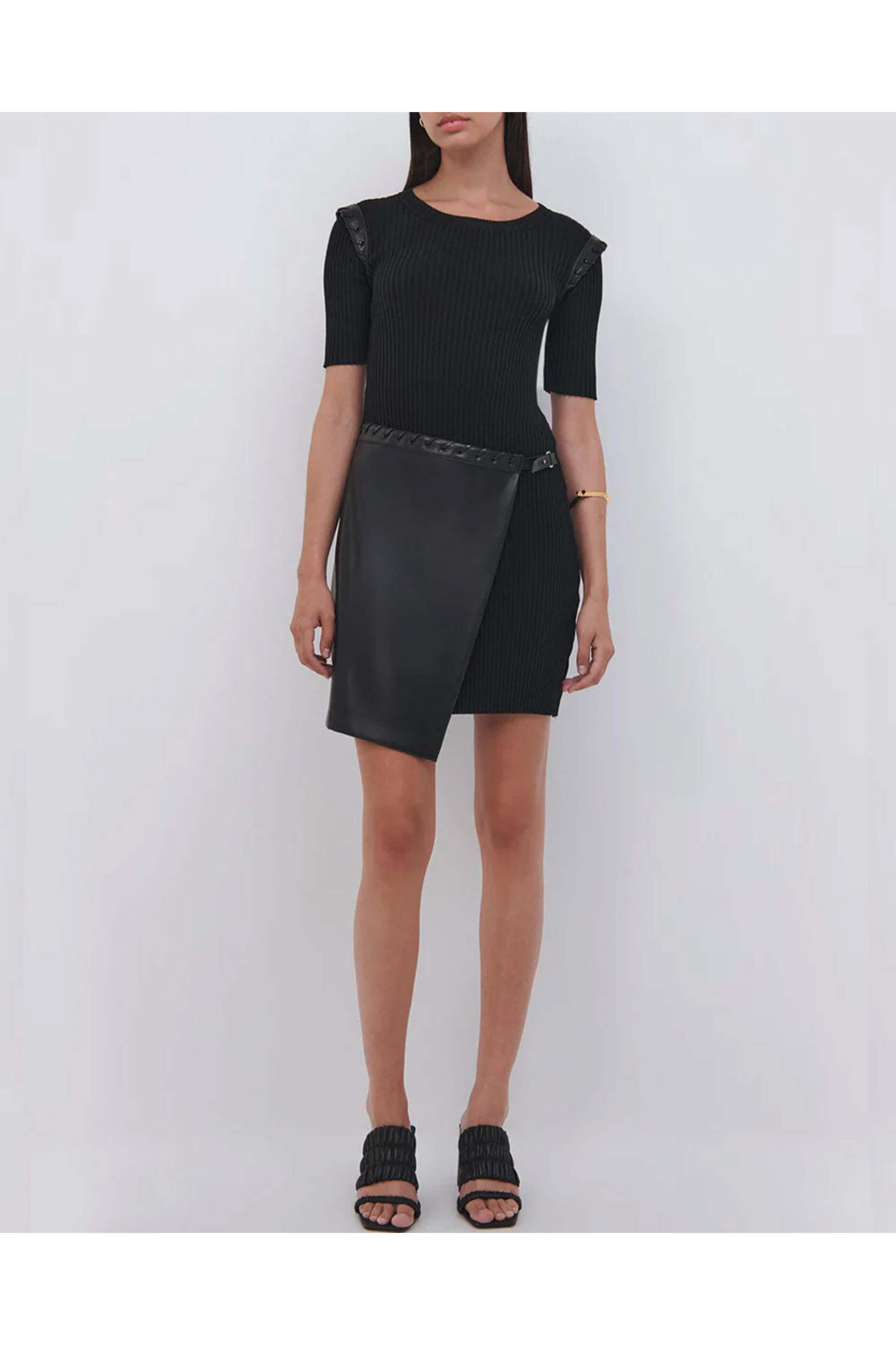 leather fall dress Fifteen Twenty Women's Jennifer Faux Leather Dress In Black main image 1