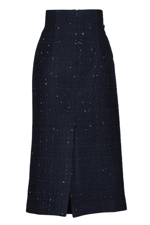 Kiton Navy Sequin Embellished Midi Skirt - view 2