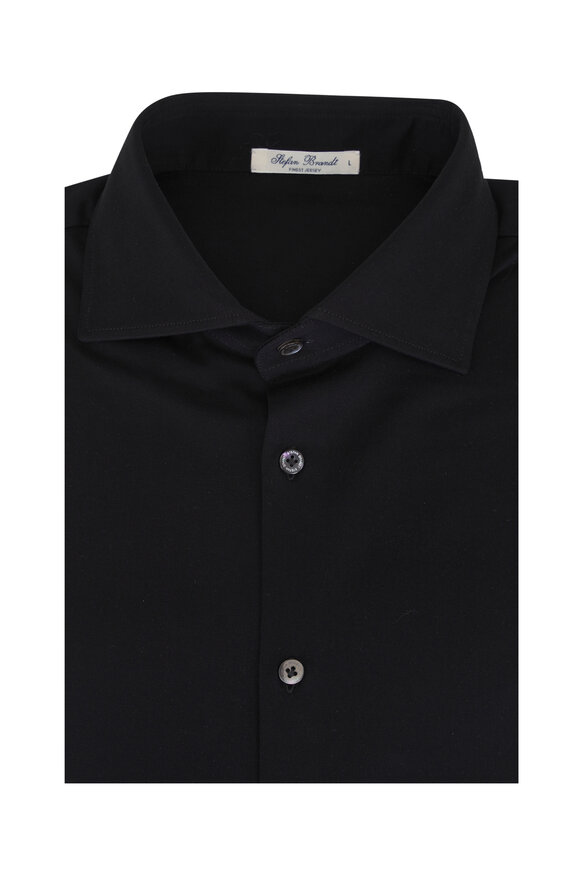 Stefan Brandt Ostin S Comfort Black Jersey Knit Sport Shirt
