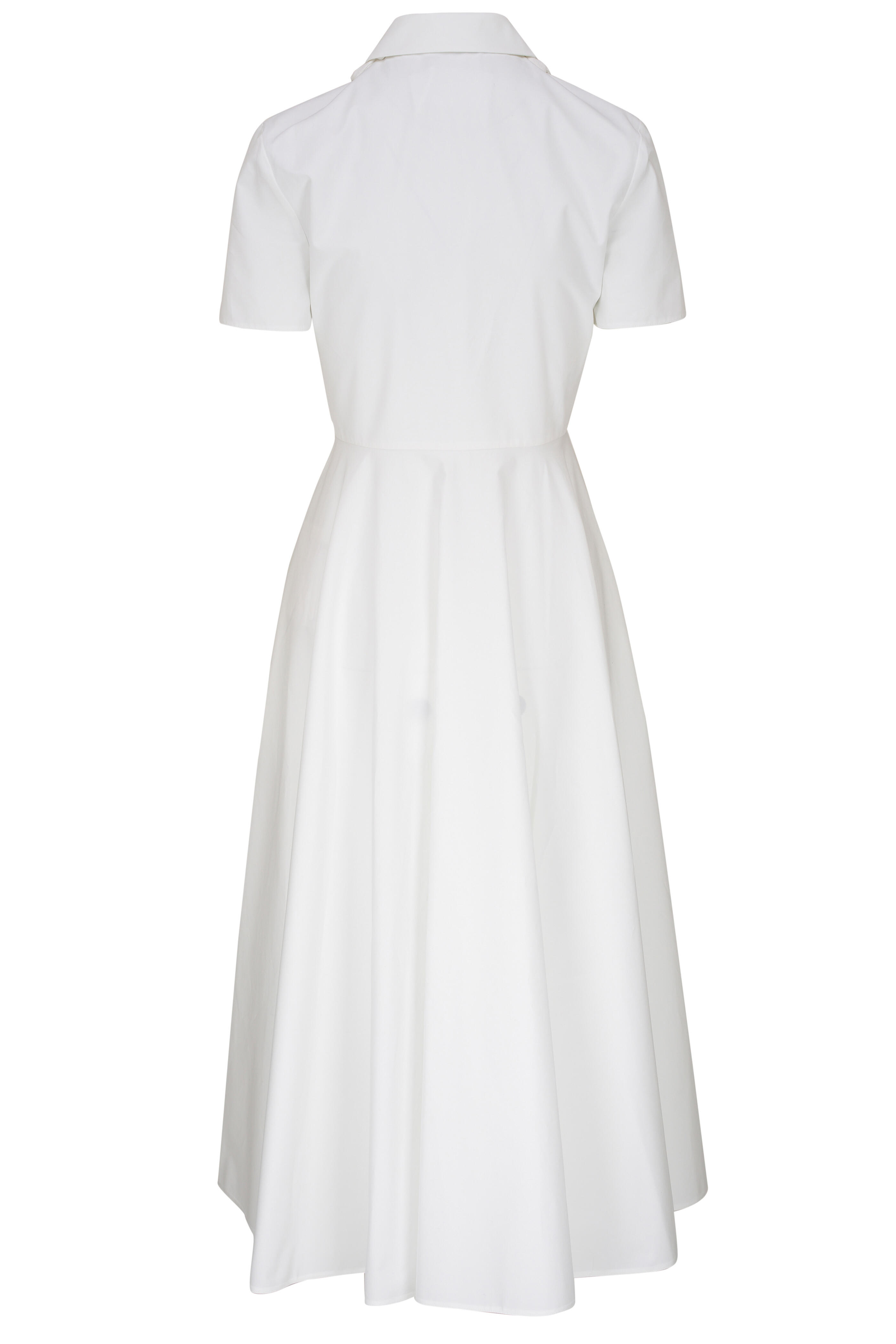 Valentino - White Embroidered Compact Poplin Midi Dress