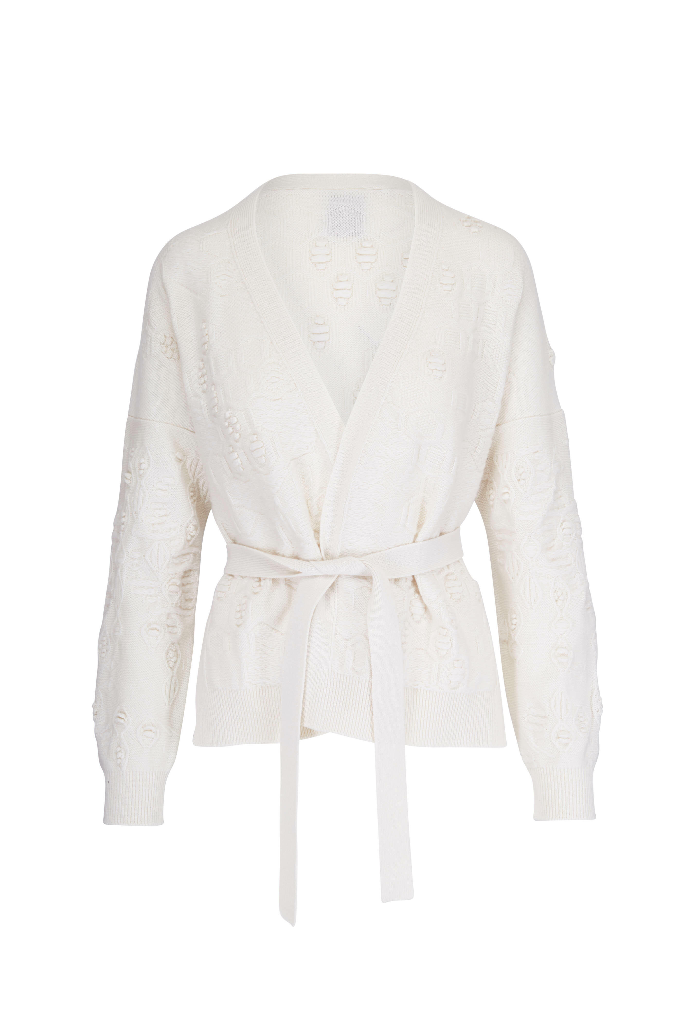 Barrie - Cream Cashmere Textured Cardigan