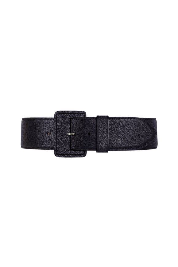 Maison Vaincourt La Merveilleuse Navy Pebbled Leather Belt