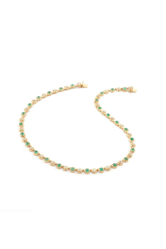 Sylva & Cie Diamond & Emerald Riviera Necklace