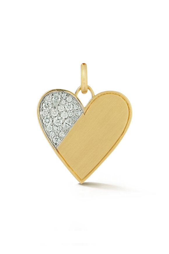 Jade Trau 18k Yellow Gold Diamond Heart Charm