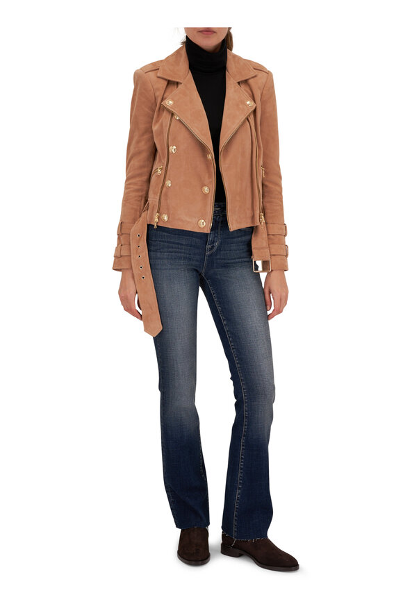 L'Agence - Billie Cappuccino Belted Suede Jacket 