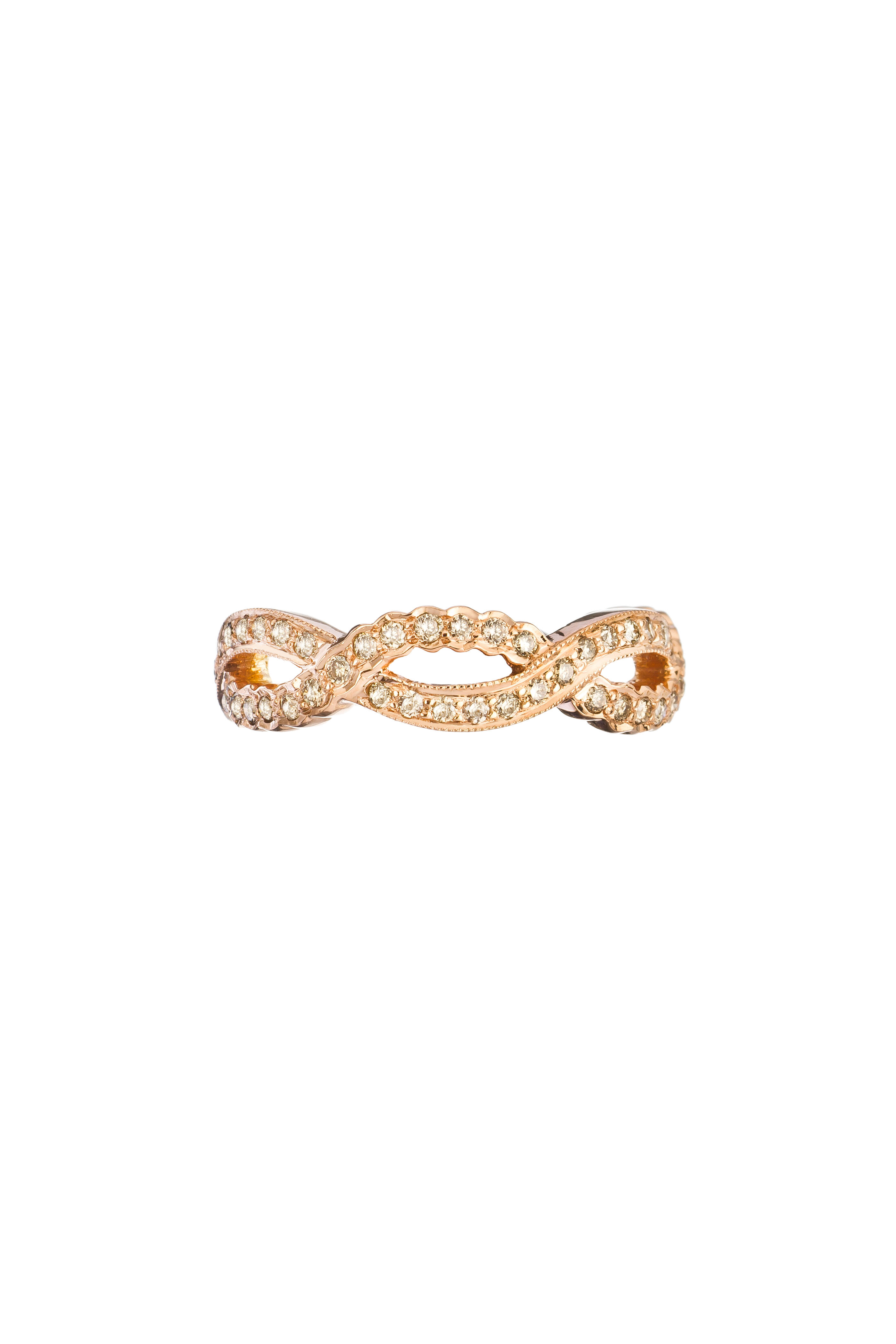 Sethi Couture - 18K Pink Gold Champagne Diamond Scallop Band